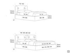 Tucano Lit - Modèles et dimensions (* Veuillez noter que les modèles king size et super king size ne sont disponibles qu'avec des sommiers de 200 cm de profondeur)